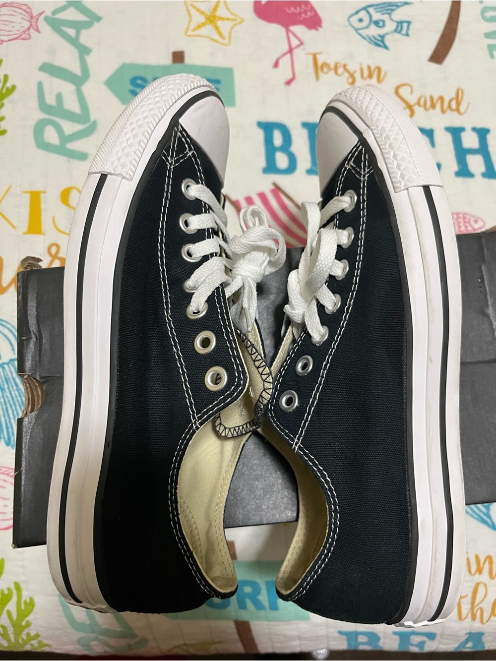 Converse Men’s Low Top Sneakers - Black & White - Picture 6 of 7